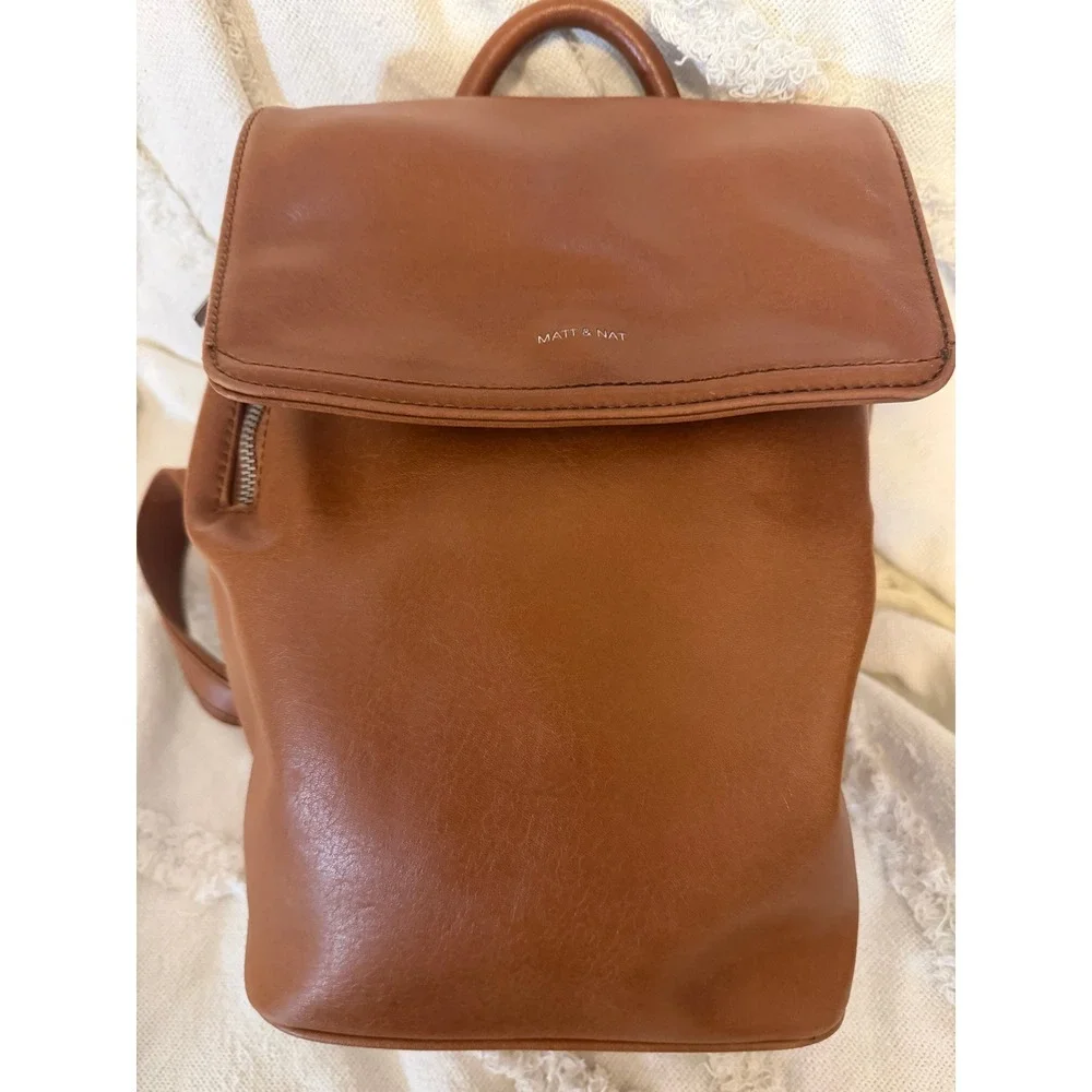 Matt & Nat Vegan Leather Backpack Tan Brown Minimalist